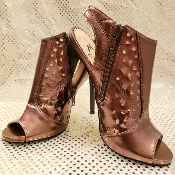 Madison By Shoedazzle Shoes - Shoedazzle Metallic Zipper Stilettos Mule Heels